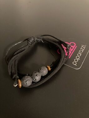 paparazzi Black Lava Bead & Wood Layered Bracelet